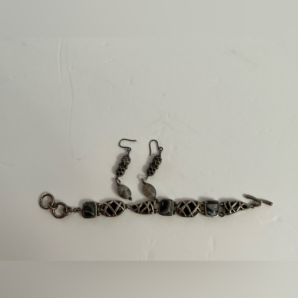 Vintage Barse Silver Bracelet and Earrings